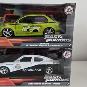 Jada Fast & Furious Brian's Mitsubishi Eclipse 1:24 Diecast & Dodge Charger 2006